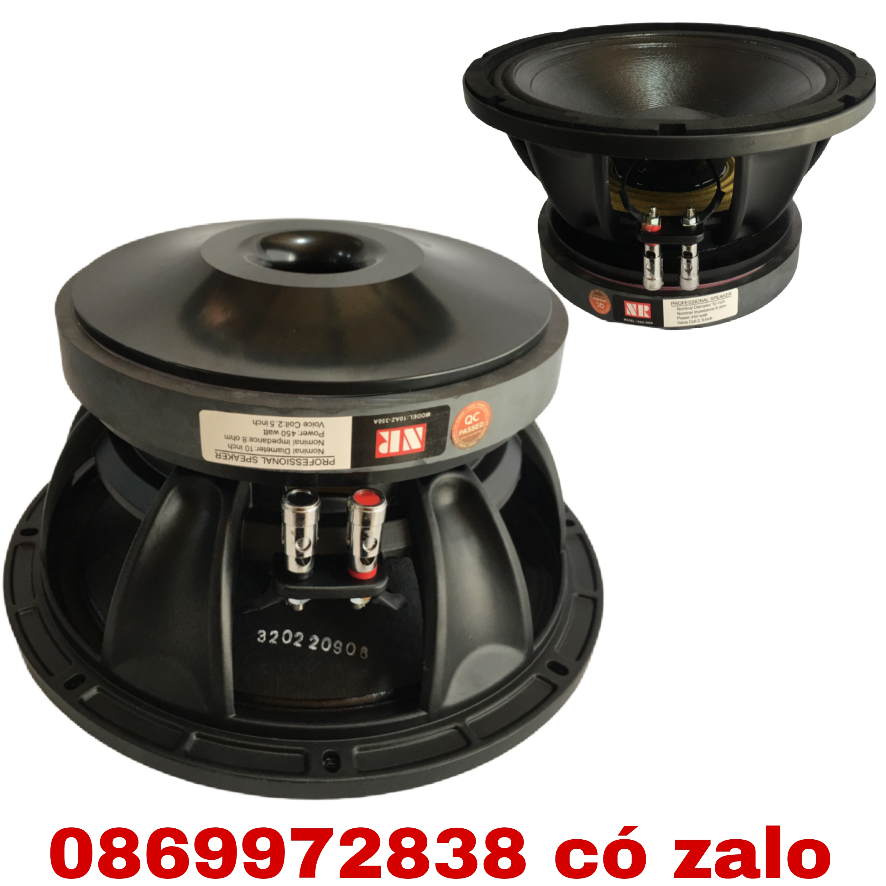 LOA BASS 25 NR 10AZ350A XƯƠNG NHÔM  TỪ 190 CÔN 75MM - GIÁ HAI LOA