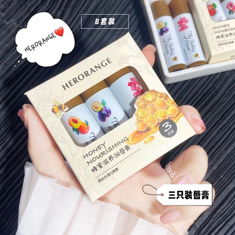Set 3 cây son dưỡng môi HERORANGE Vị Trái Cây (3 cây 3 màu)