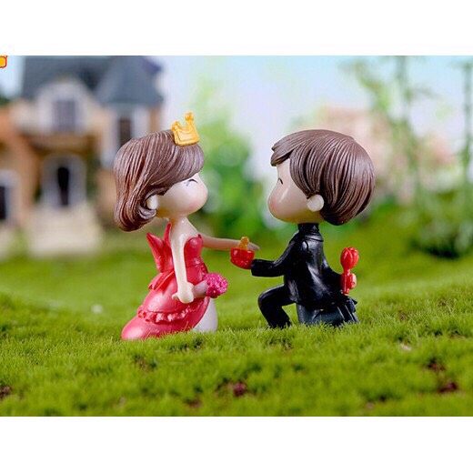 [HCM]Mô hình Cặp cô dâu chú rể cầu hôn trang trí tiểu cảnh thủy sinh terrarium chậu cây cảnh sen đá bánh kem xương rồng