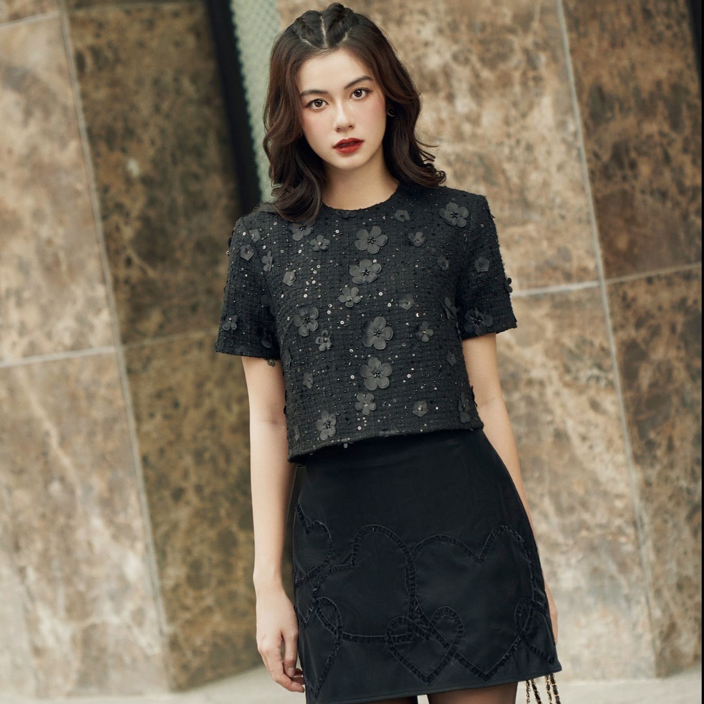 Voucher siêu sale 15% olv - áo leone fleur top