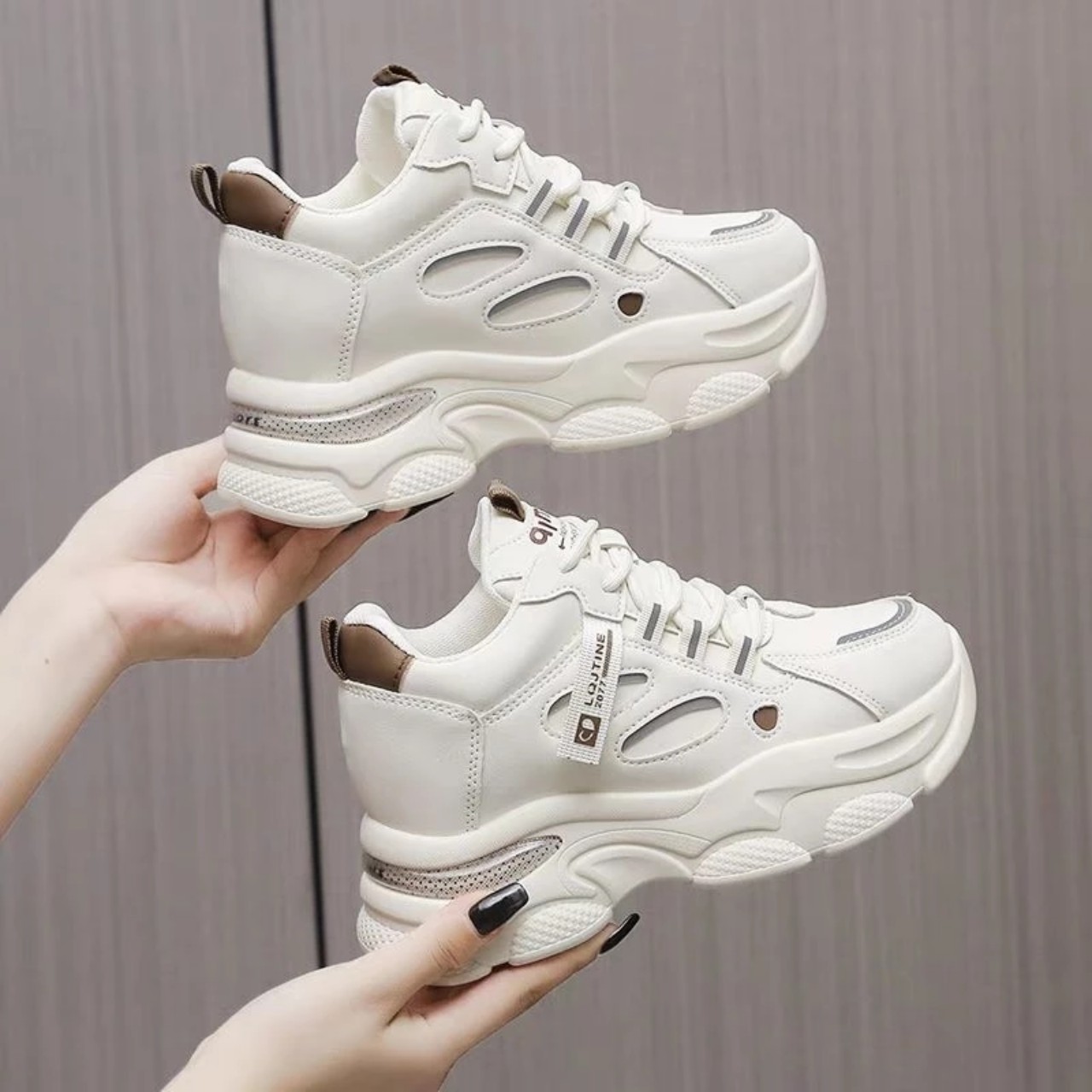 Giày nữ độn đế💖💖Giày thể thao độn đế phản quang fullbox