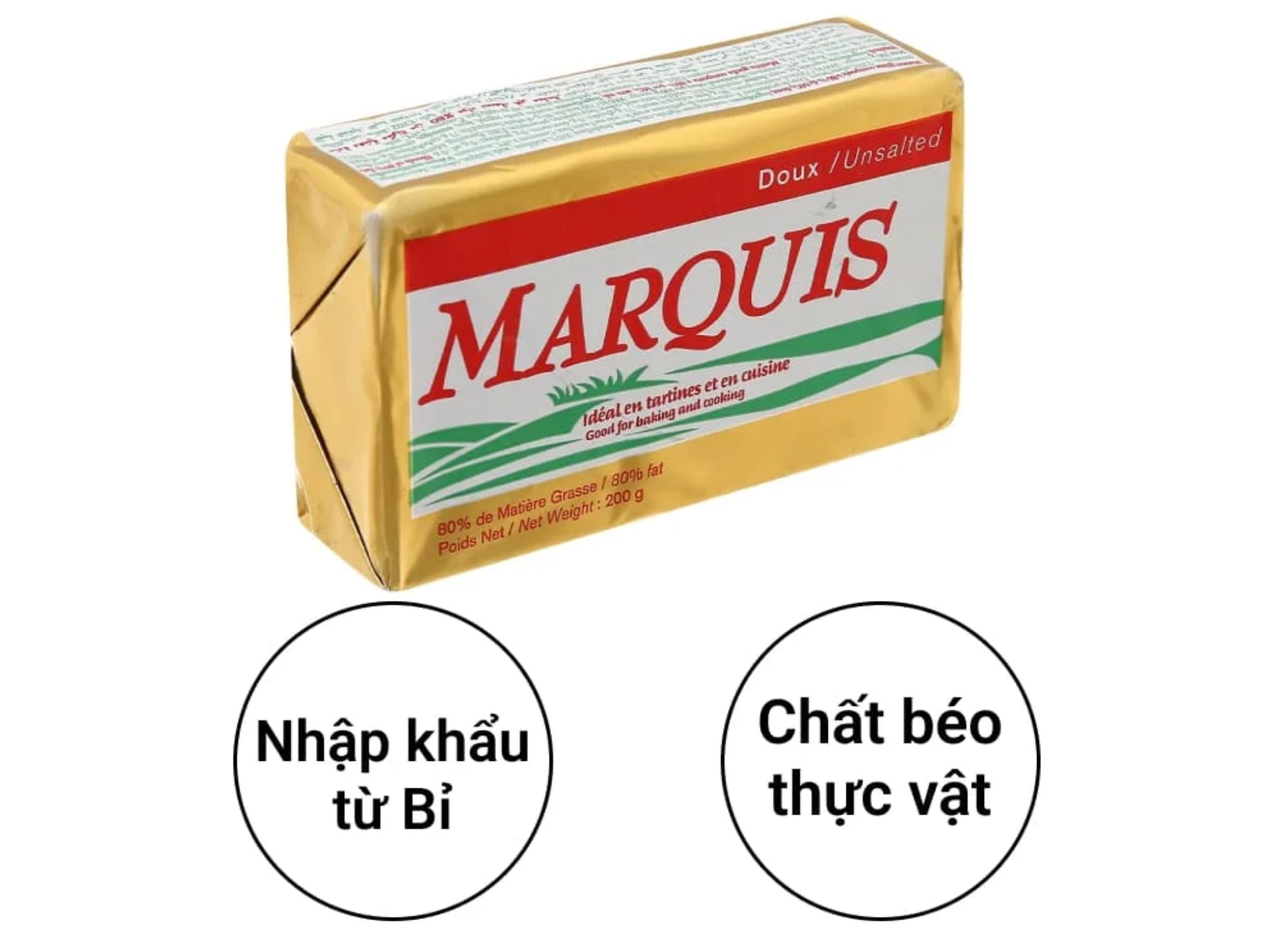 Bơ Marquis 80% béo - Gói 200gr