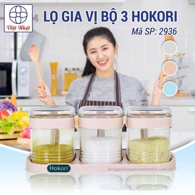 Hộp đựng gia vị 3 hủ, Hũ, lọ đựng gia vị cao cấp - Bộ Hộp đựng gia vị 3 hủ đa năng - Hộp đựng gia vị 3 hủ tiện lợi