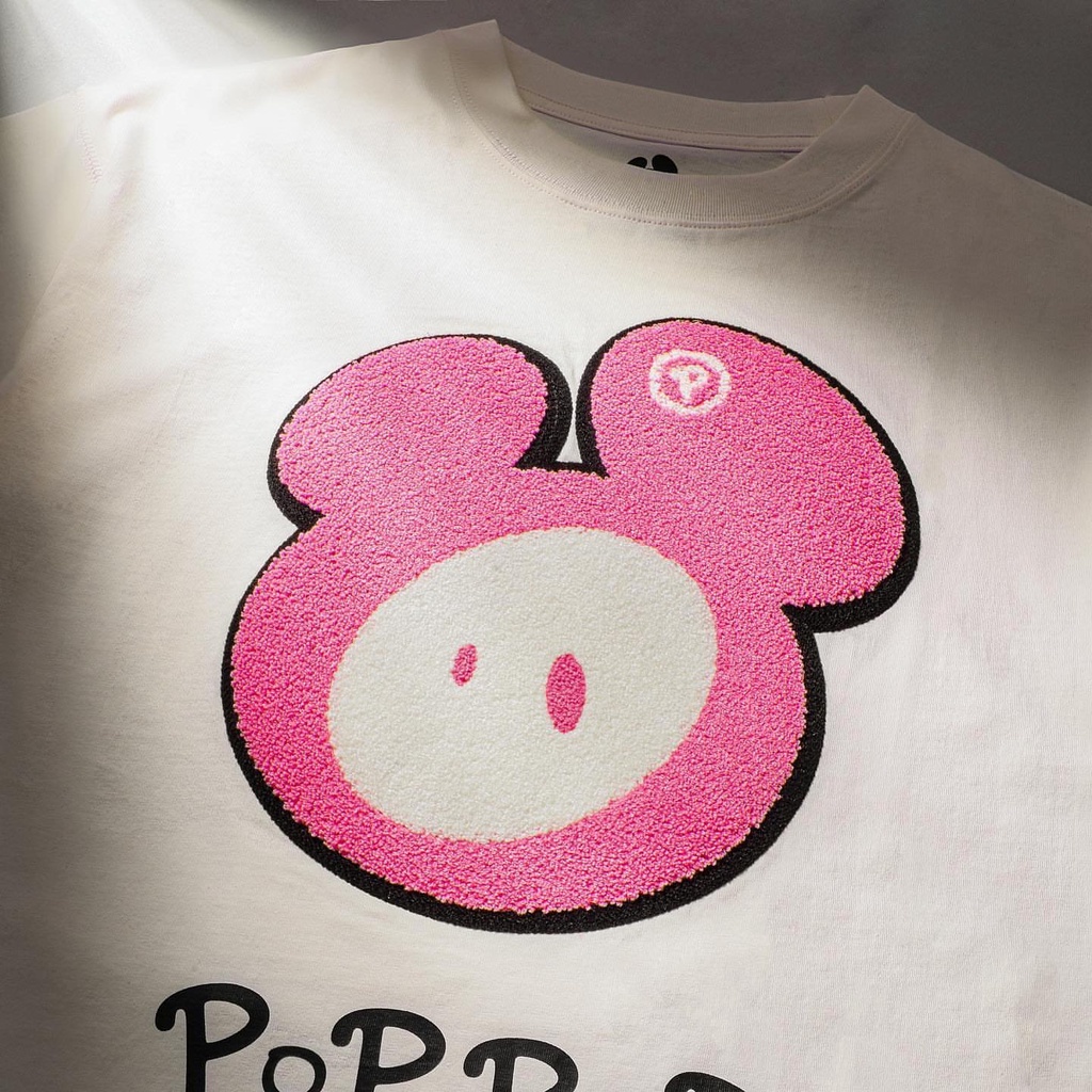 áo Thun POPPOP FACE EMBROIDERY WHITE