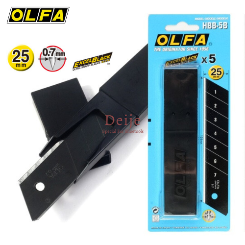 Lưỡi dao đen Nhật OLFA HBB-5B 25mm (5 lưỡi/hộp)