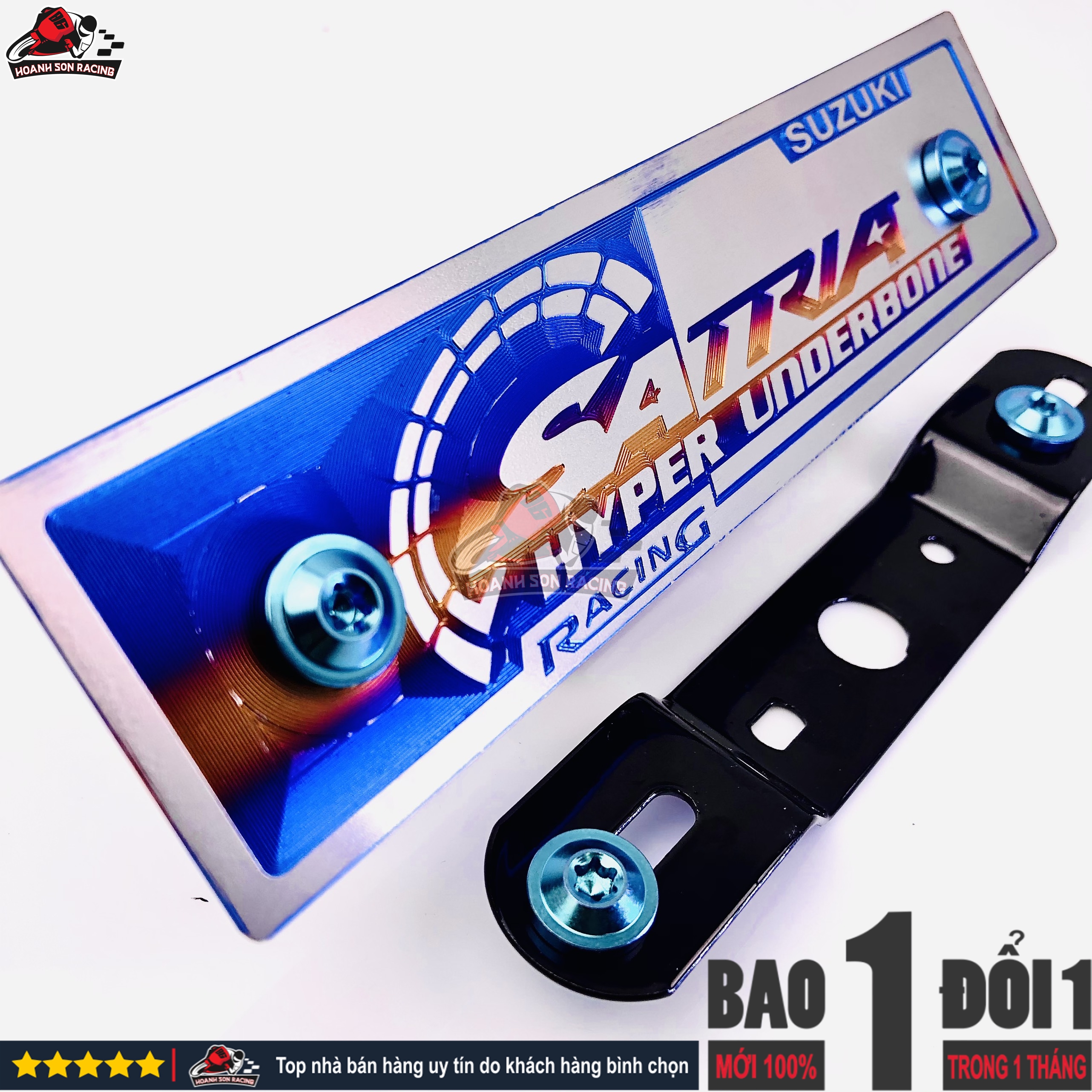 Bảng tên 3D SATRIA  titan chính hãng tặng pát gắn bảng tên và ốc titan gr5 xanh lục bảo ( hình chụp thực tế) Hoành Sơn Racing