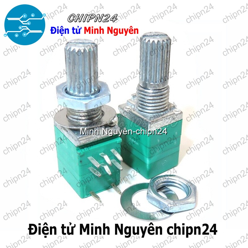 [2 cái] (F163) Biến trở xanh 8 chân RV097NS có công tắc (1K/5K/10K/20K/50K/100K/500K) - [Chọn Loại] - HHH.00348