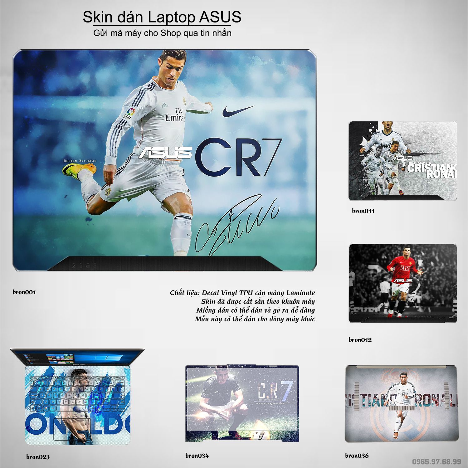 Decal Skin dán Laptop Asus mẫu Ronando (inbox mã máy cho shop)