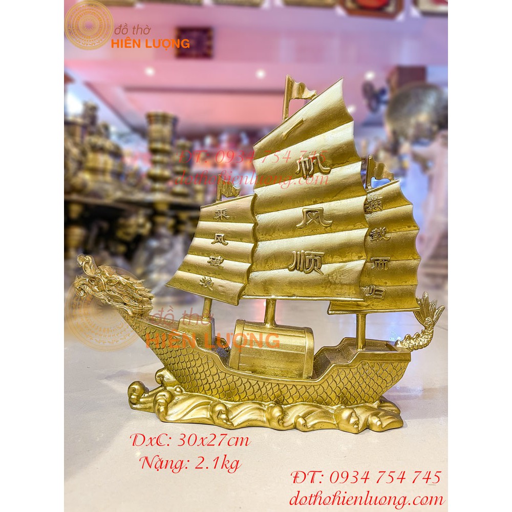 Thuyền Buồm Đầu Rồng Bằng Đồng Phong Thủy 3 Cỡ