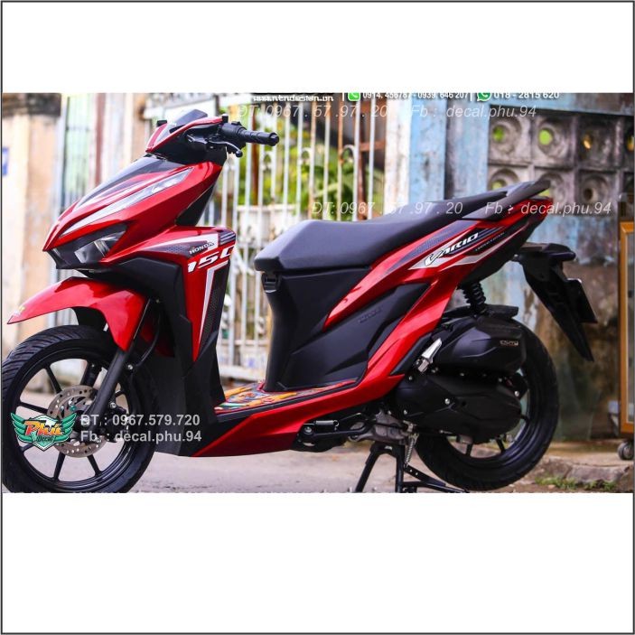 Tem rời Vario Trắng đen dán xe đỏ (B)