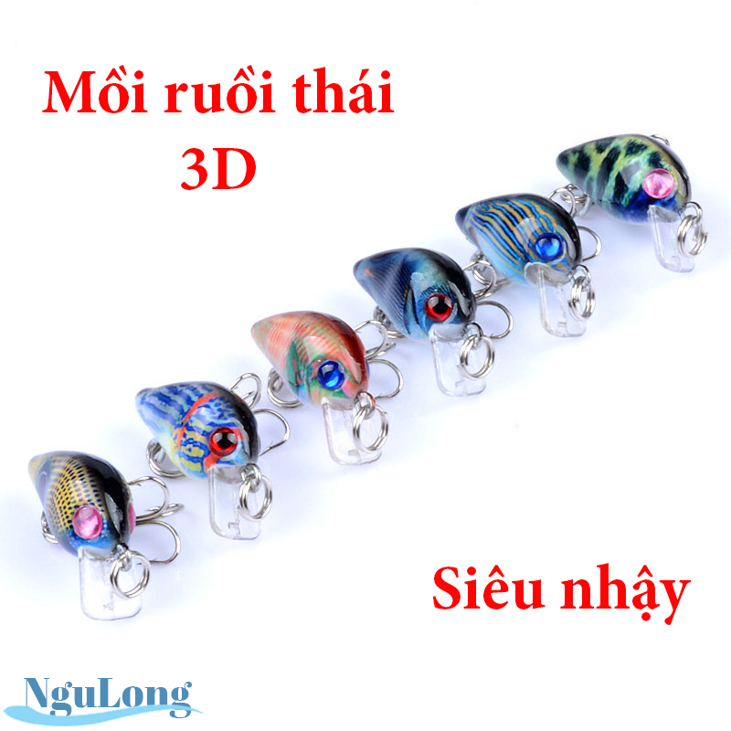 Mồi ruồi 3D - Mồi giả câu lure chuyên bắt cá rô phi, rô ta, chuối, lóc, sộp, thiểu, ngão, chim ( Ngu Long )