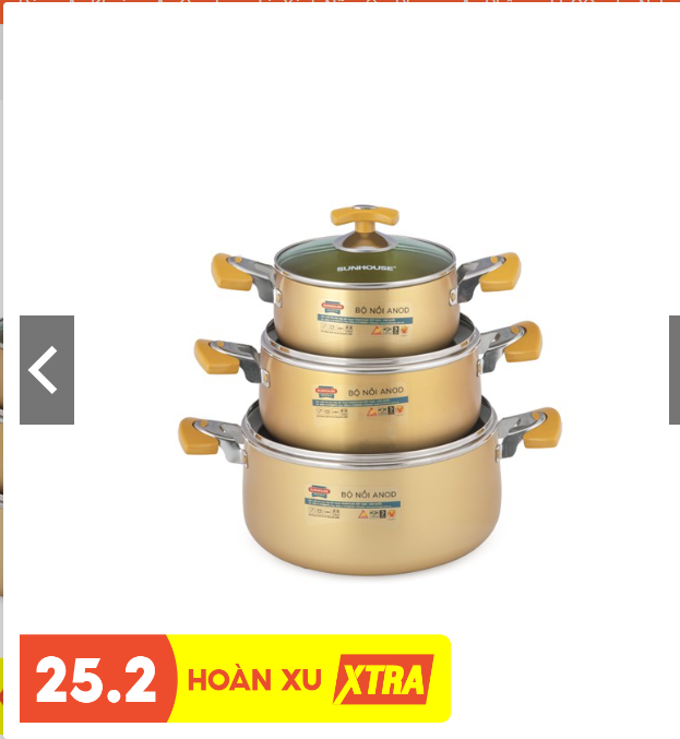 Bộ nồi nhôm 3 cái nhôm anod sunhouse sh-6634