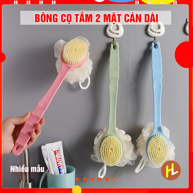 Cây bông tắm chà lưng- bàn chải chà lưng kèm bông tắm