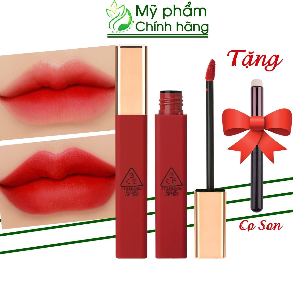 Son kem lì 3ce cloud lip tint macaron red màu đỏ tươi quyến rũ