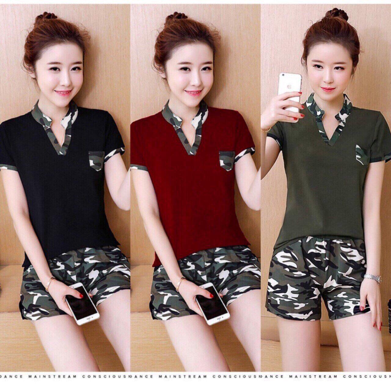 Bộ quần áo thể thao nữ short lính