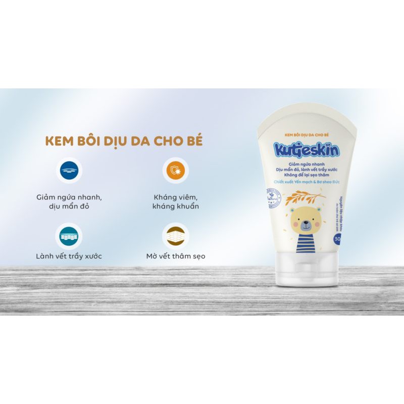 Kutieskin- Bộ sản phẩm chăm sóc làn da bé [DƯỠNG ẨM, CHÀM SỮA, NGỨA, HĂM, KUTIE SKIN] 30gr