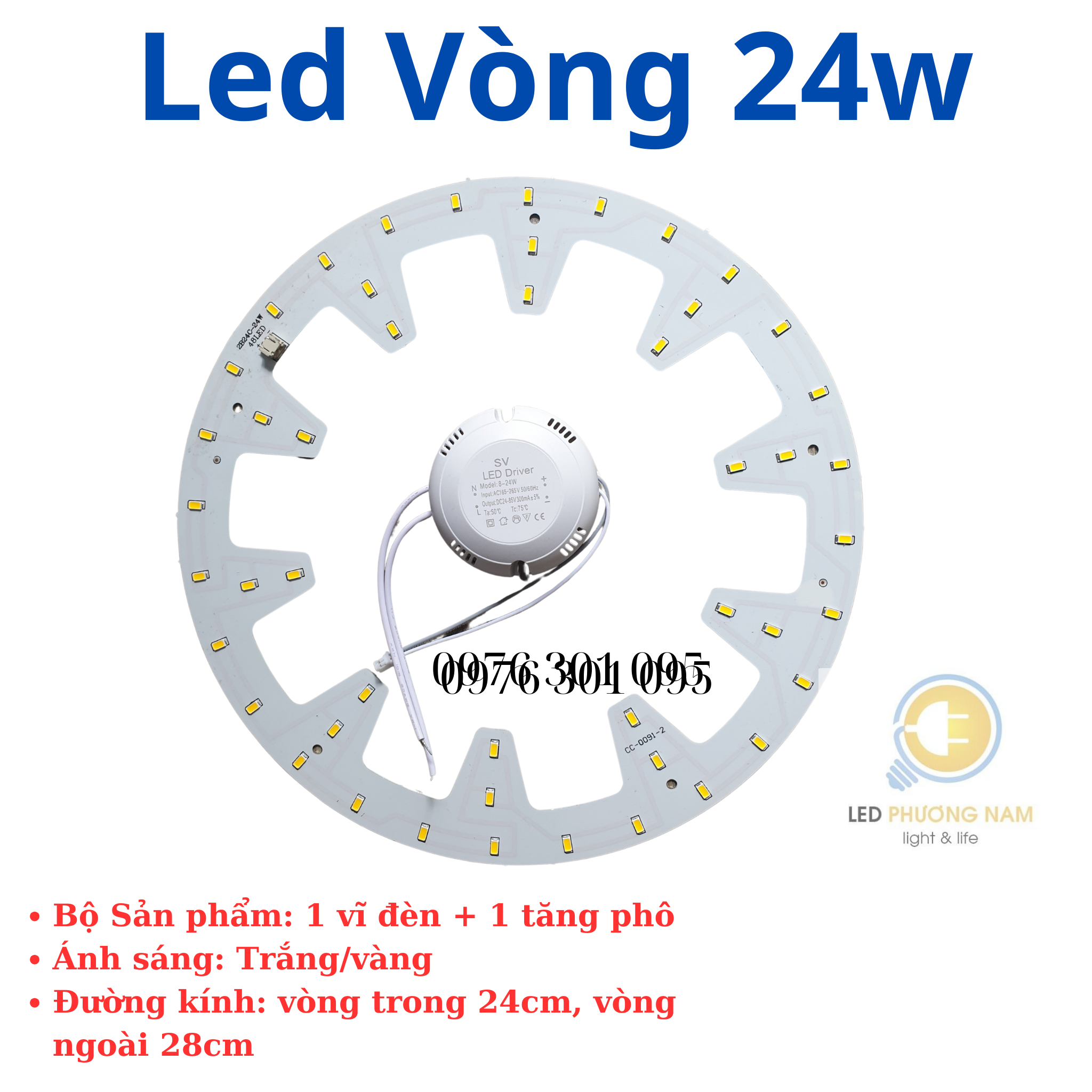Led Vòng Siêu Sáng 12w - 18w - 24w (Trắng - Vàng)