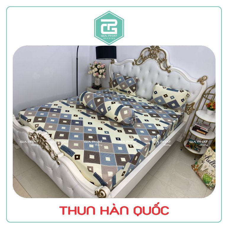 Bộ Ga Giường Thun Lạnh Hàn Quốc 4 Món ( 1 ga bọc + 2 vỏ gối nằm + 1 vỏ gối ôm )