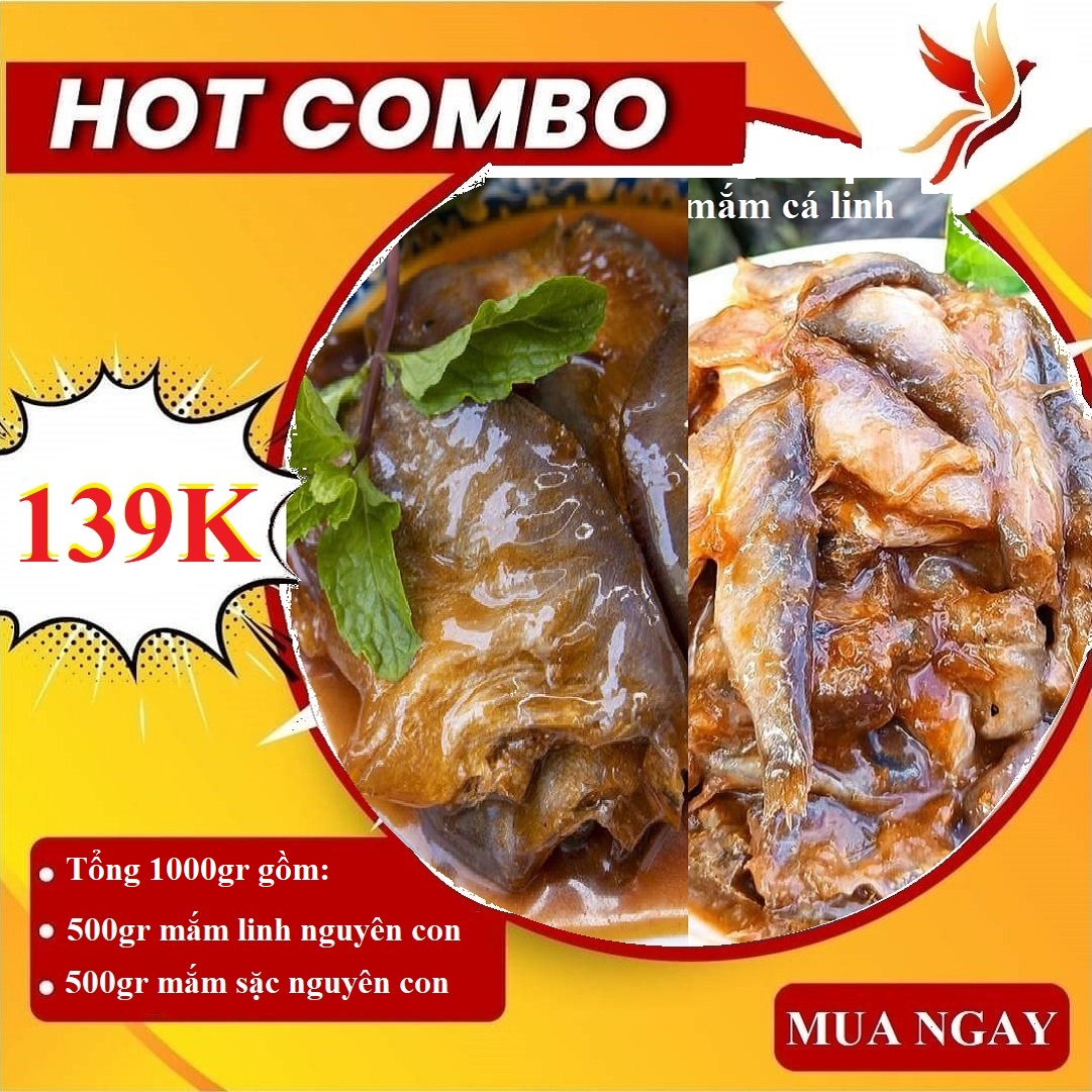 COMBO 500GR MẮM CÁ LINH VÀ 500gr MẮM CÁ SẠC THƠM NGON