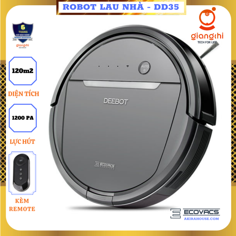 [Robot lau nhà thông minh] ECOVACS Deebot DD35/Máy trưng bày - (BẢO HÀNH 12 THÁNG) - Công nghệ Thông minh Sử dụng bằng remote, Robot hút bụi, Hút sạch cát bụi, Lông thú nuôi và tóc rụng/Shop uy tín tại GIANG CHI ECOVACSS HOUSE