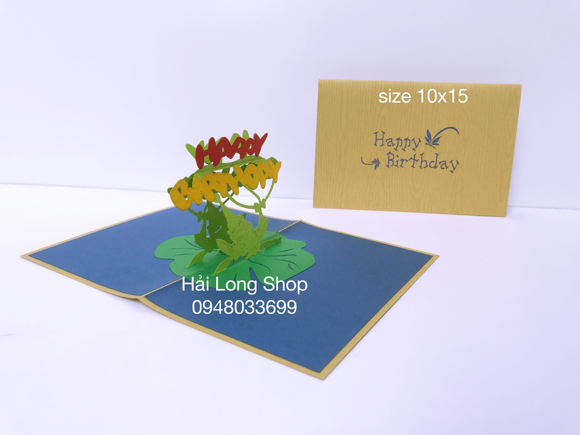 Con Ếch - Frog - Birthday - Sinh nhật - Thiệp 3D ( 2 màu bìa )