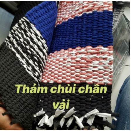 Thảm đan handmake lau chùi chân tua rua nhiều màu thấm hút tốt