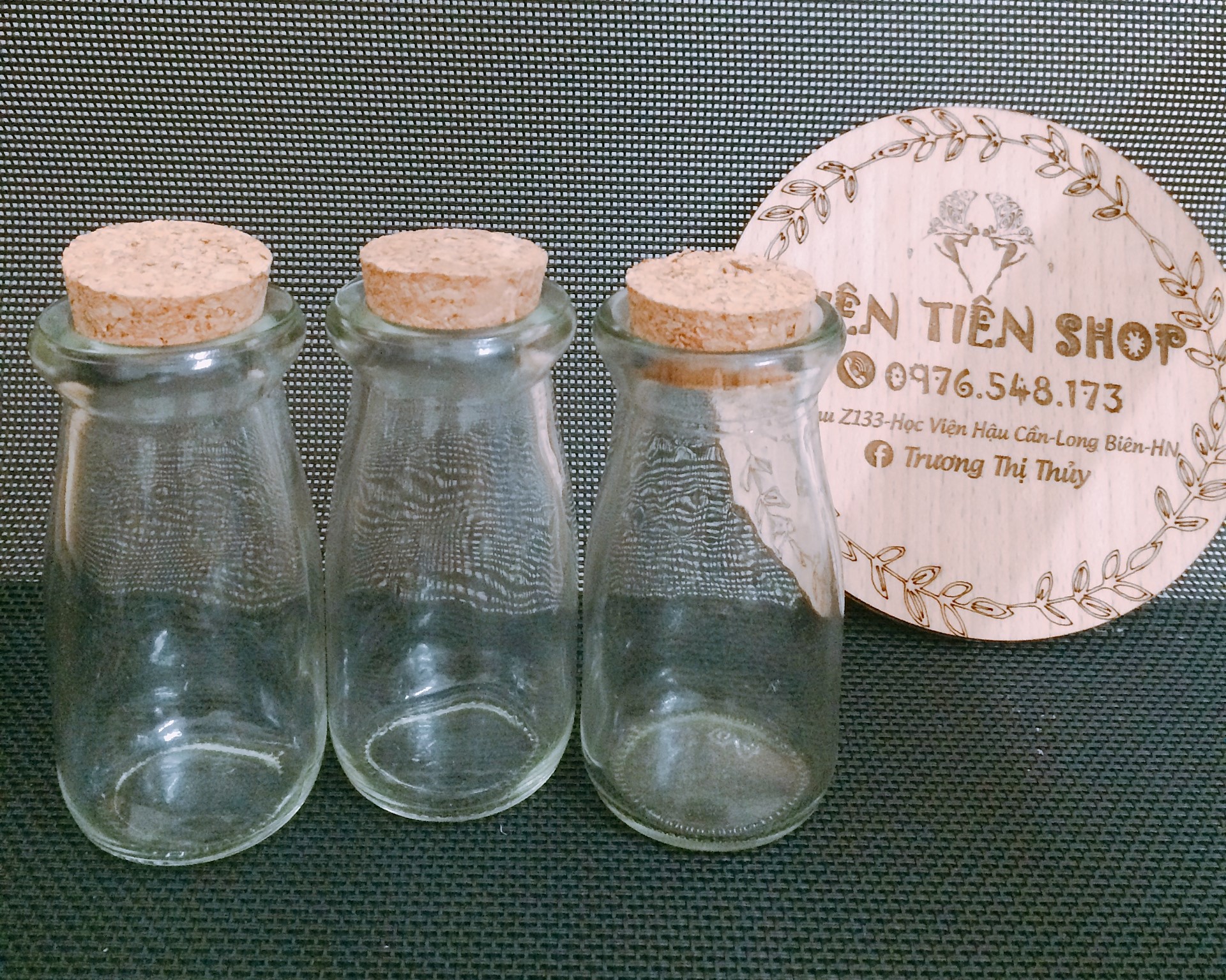 Chai thủy tinh puding nút gỗ/ nút nhựa 100ml
