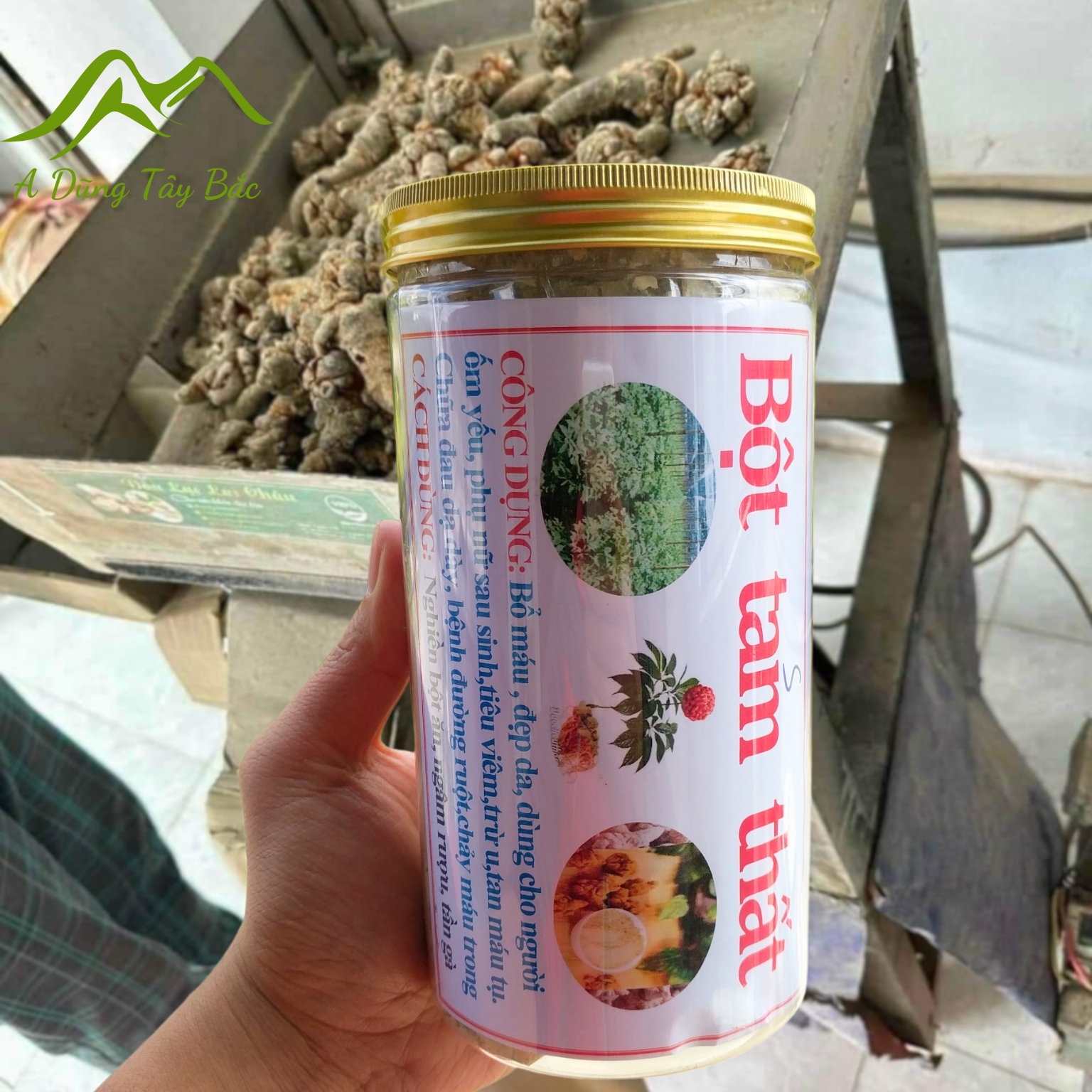 Bột tam thất bắc khô nguyên chất loại 1. Bột tam thất hoang Hà Giang chuẩn nghiền từ những củ tam thất nhiều năm tuổi, hàng tuyển