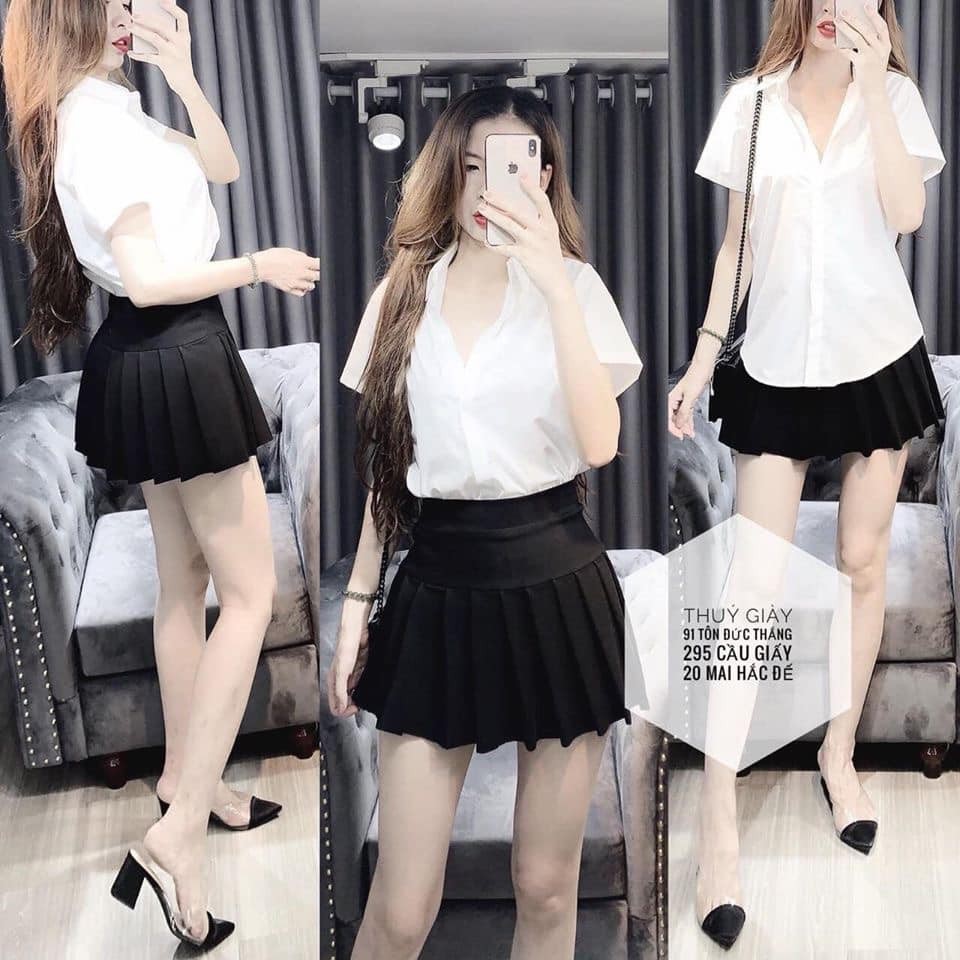 Áo sơ mi trắng CÔC TAY chất lụa
