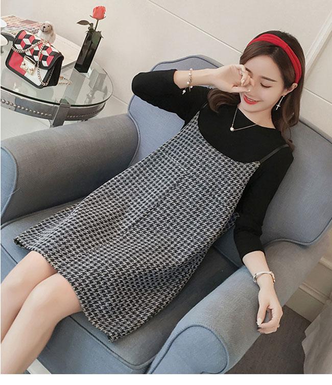 Đầm Bầu Thu Đông:Váy Yếm Dạ Cao Cấp Có Khóa Cho Con Ti