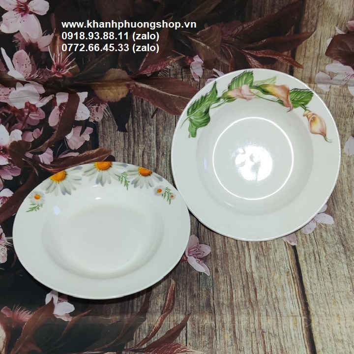 Combo 2 dĩa sứ lòng sâu  20cm- dĩa sứ sâu lòng