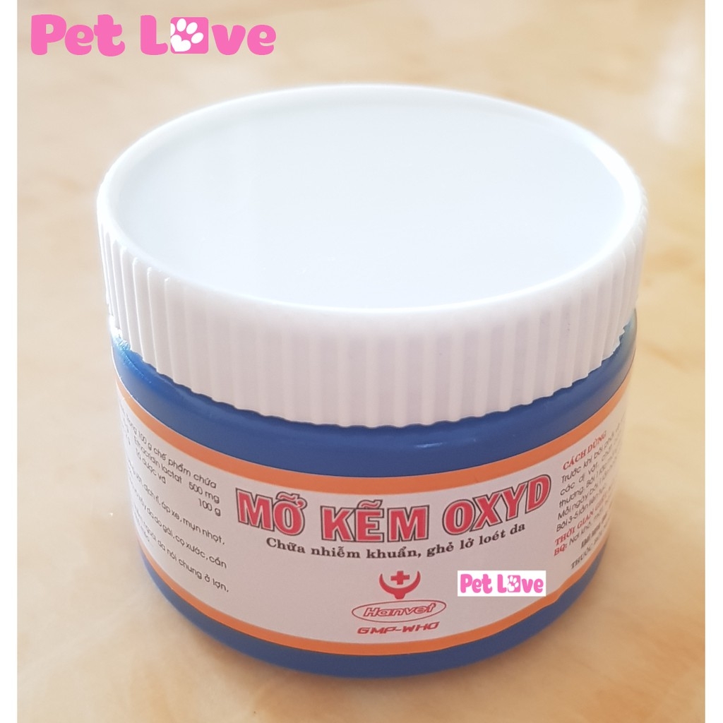 Mỡ kẽm Oxyd bôi vết thương, ghẻ lở, loét da trên chó mèo (Hanvet)