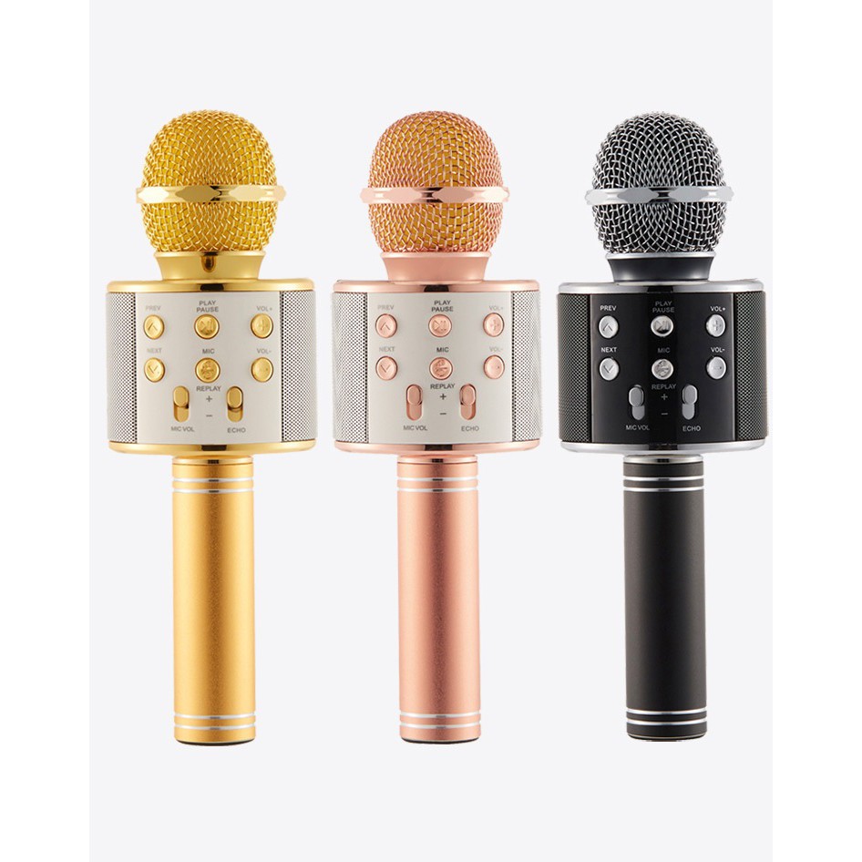 Micro Hát Karaoke Kiêm Loa Bluetooth Không Dây WS 858 Âm Vang