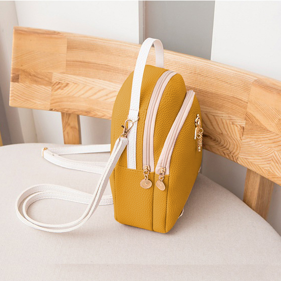 Balo Mini Giả Da 2 Con Hac B45 Vàng
