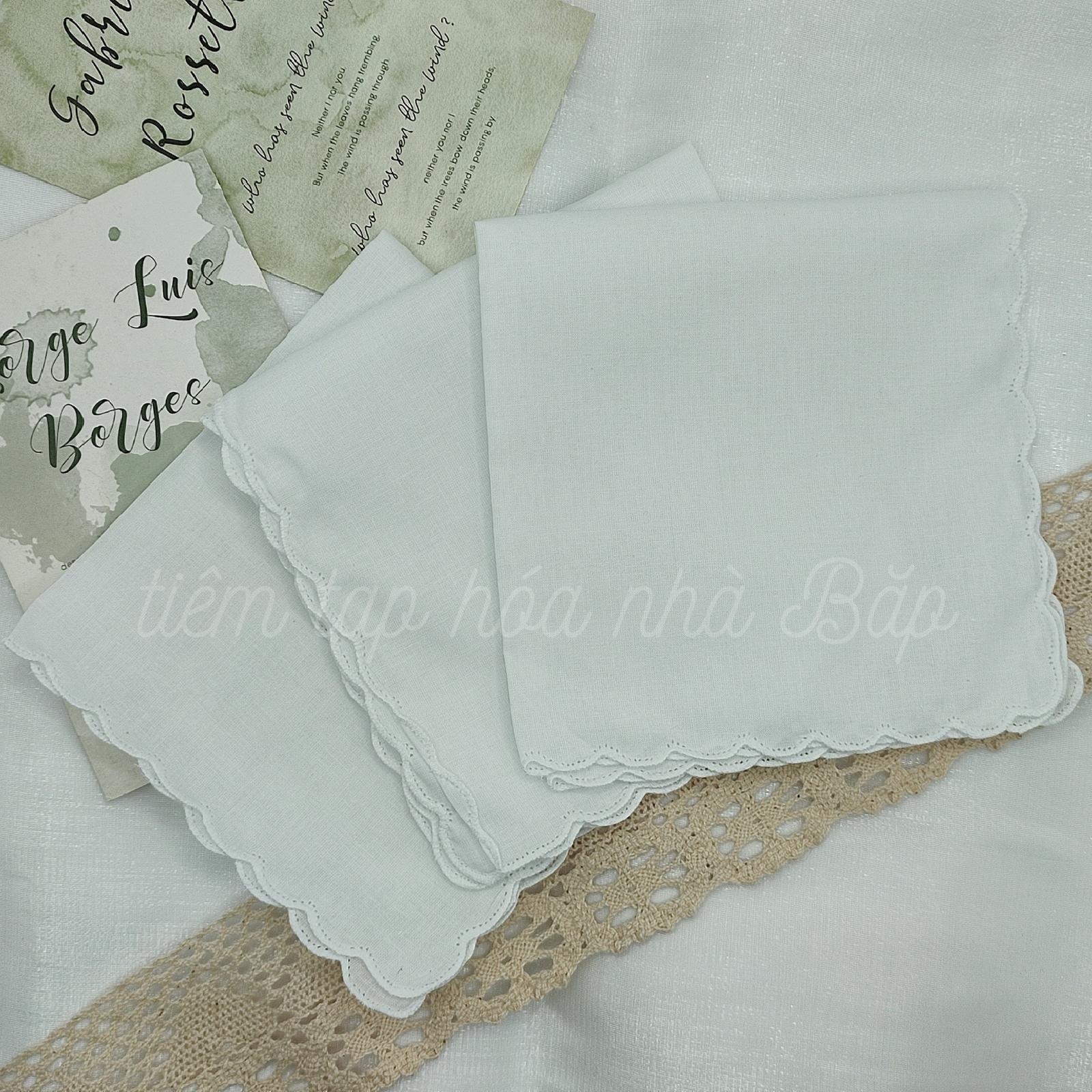 Khăn Tay Trắng Vải Thô 28x29