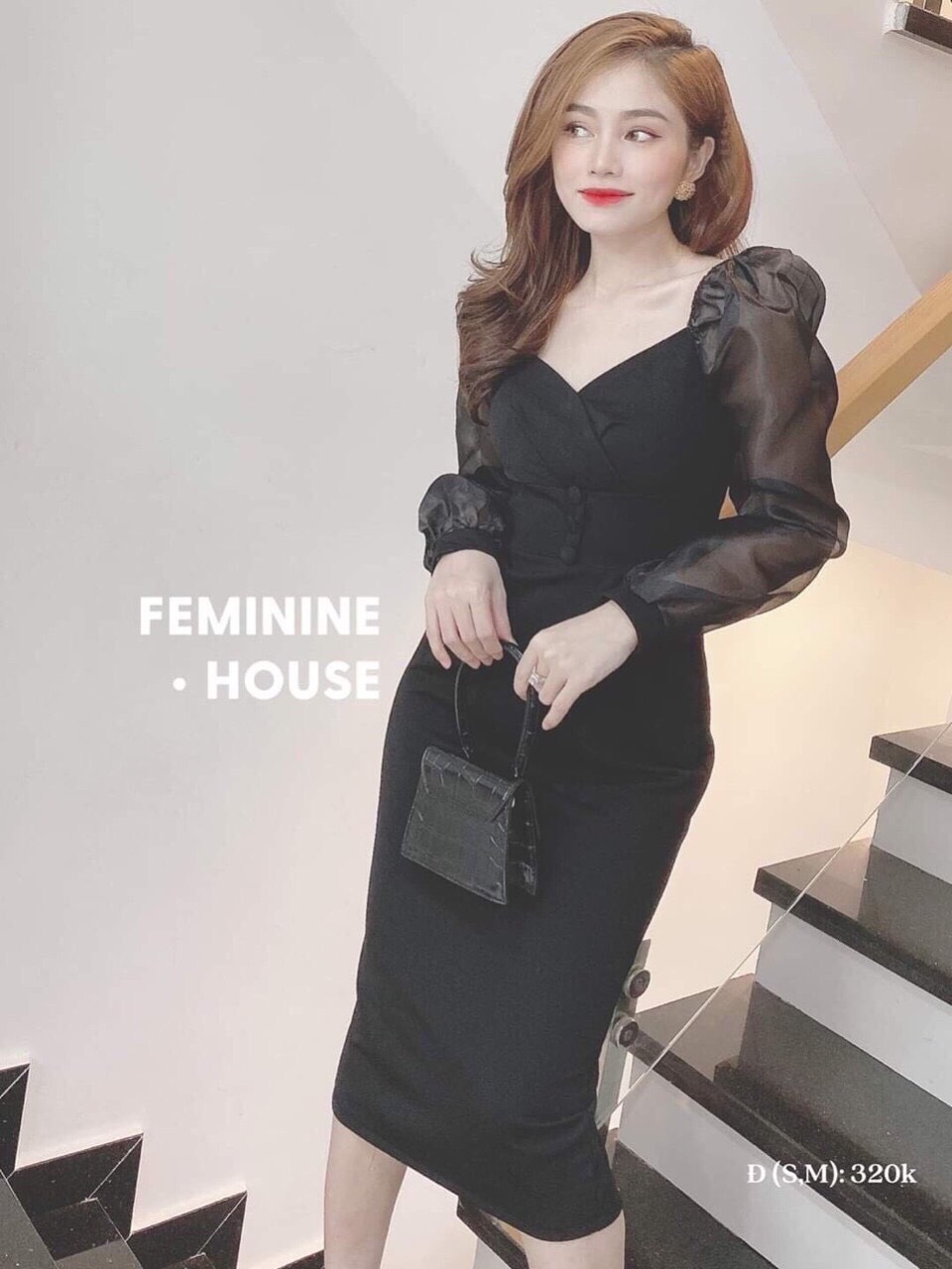 [HCM]ĐẦM BODY PHỐI TAY LƯỚI THỜI TRANG CAO CAP