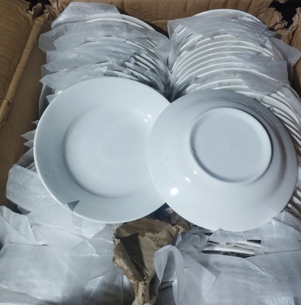 Dĩa sứ cầu vòng sâu lòng 22.5cm , dĩa sứ trắng 22.5cm