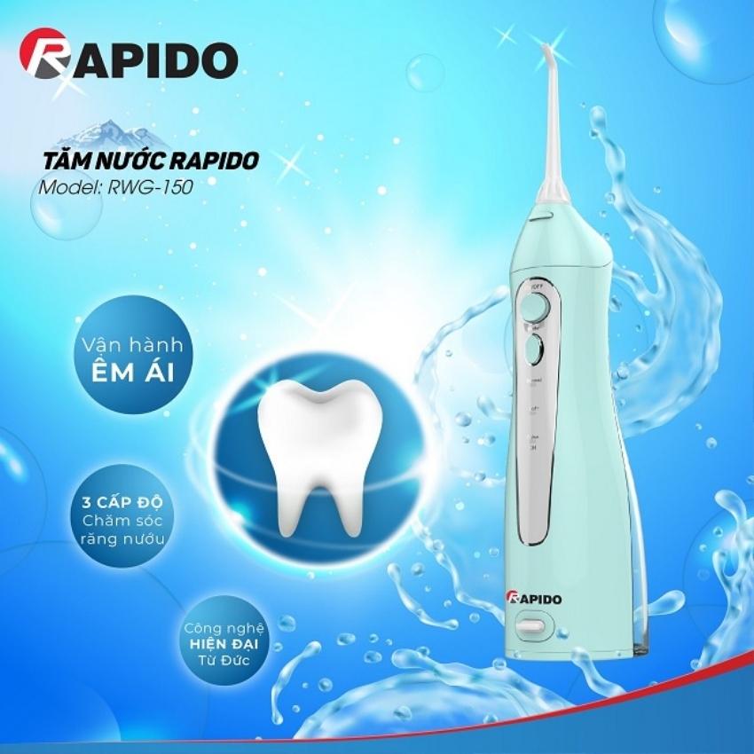 Máy tăm nước, máy tăm nước cầm tay, máy xỉa răng bằng nước, tăm nước Rapido, tăm xỉa răng nước Rapido RWG 150 – Hàng chính hãng bảo hành 6 tháng