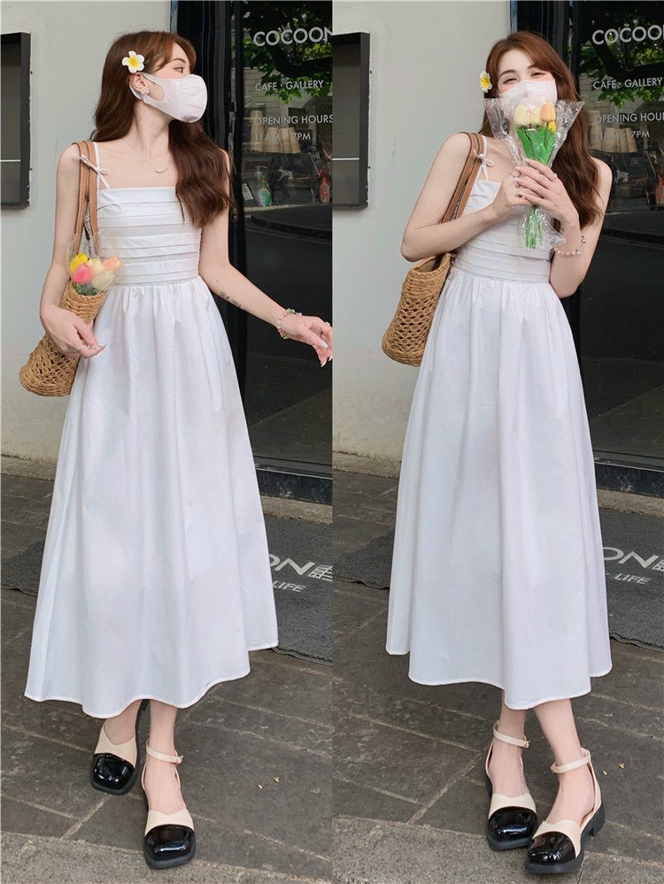 ĐẦM Phong cách HEPBURN XẾP LI 2 DÂY NƠ