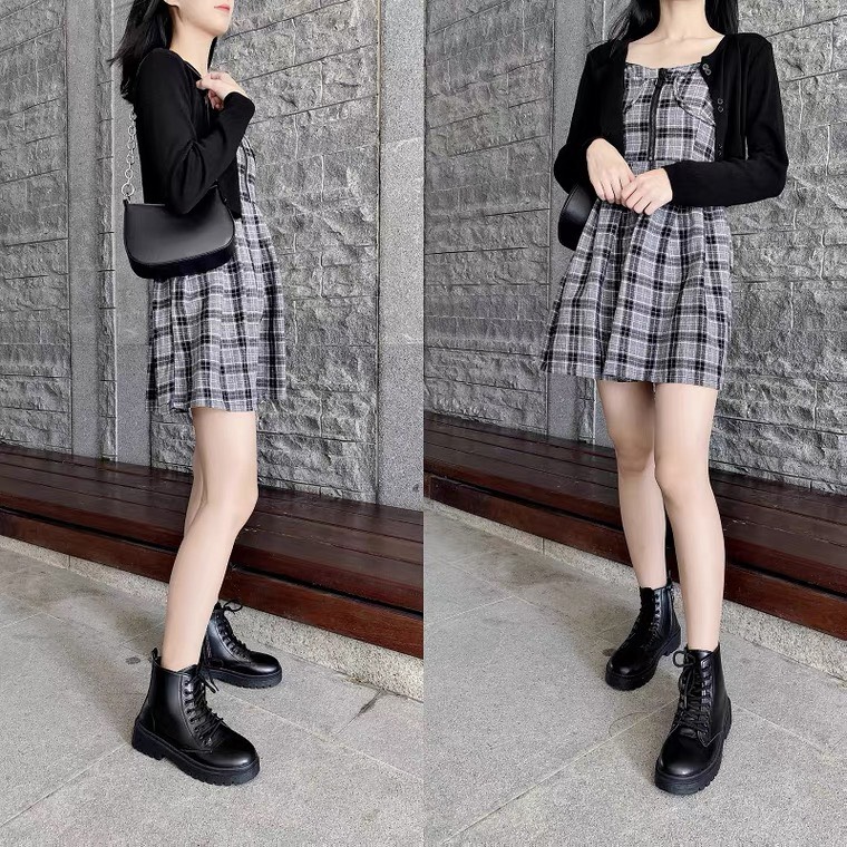Bốt khóa ngang Ullzang , bốt nữ đế độn da PU Mềm Êm Ôm Chân