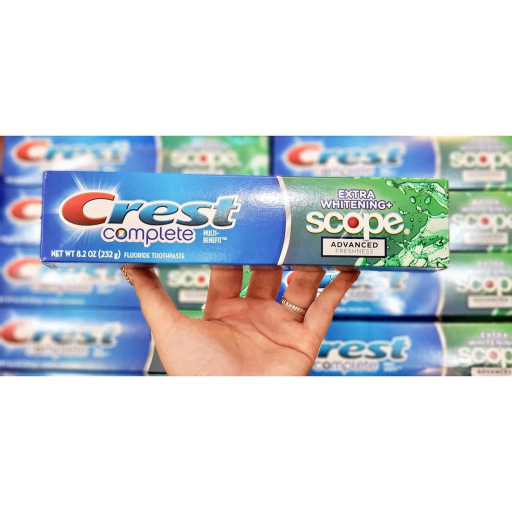 [HOT]Kem Đánh Răng Crest Complete Extra Whitening + Scope Advanced Freshness Mỹ- Hộp 232g