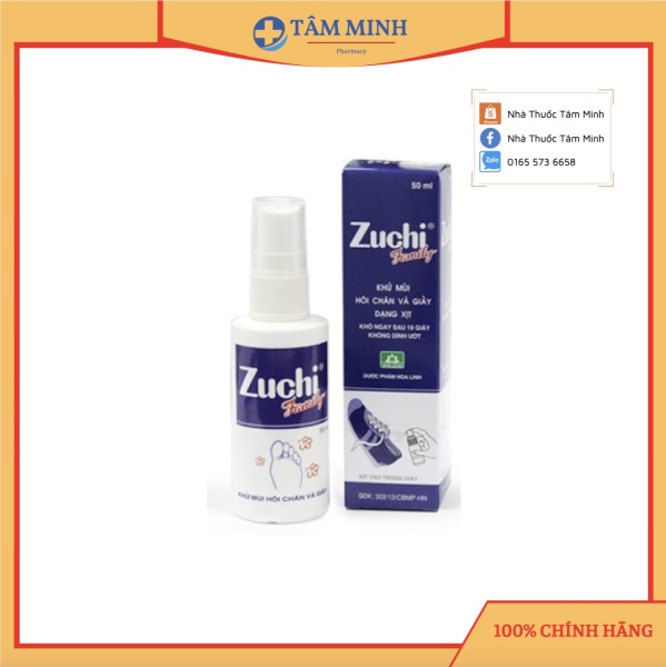 Xịt khử mùi Zuchi family, ngăn ngừa mùi hôi chân và giày, chai 50ml nhập khẩu