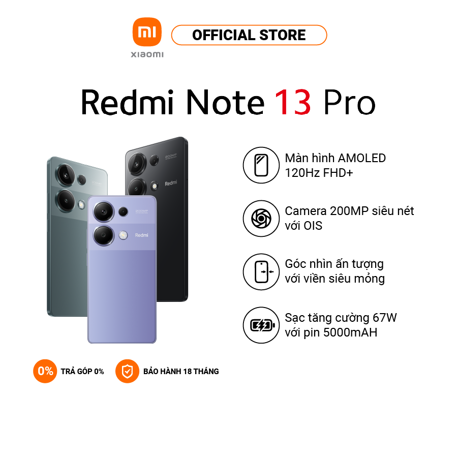 Điện thoại thông minh Xiaomi Redmi Note 13 Pro 4G (8+128GB)