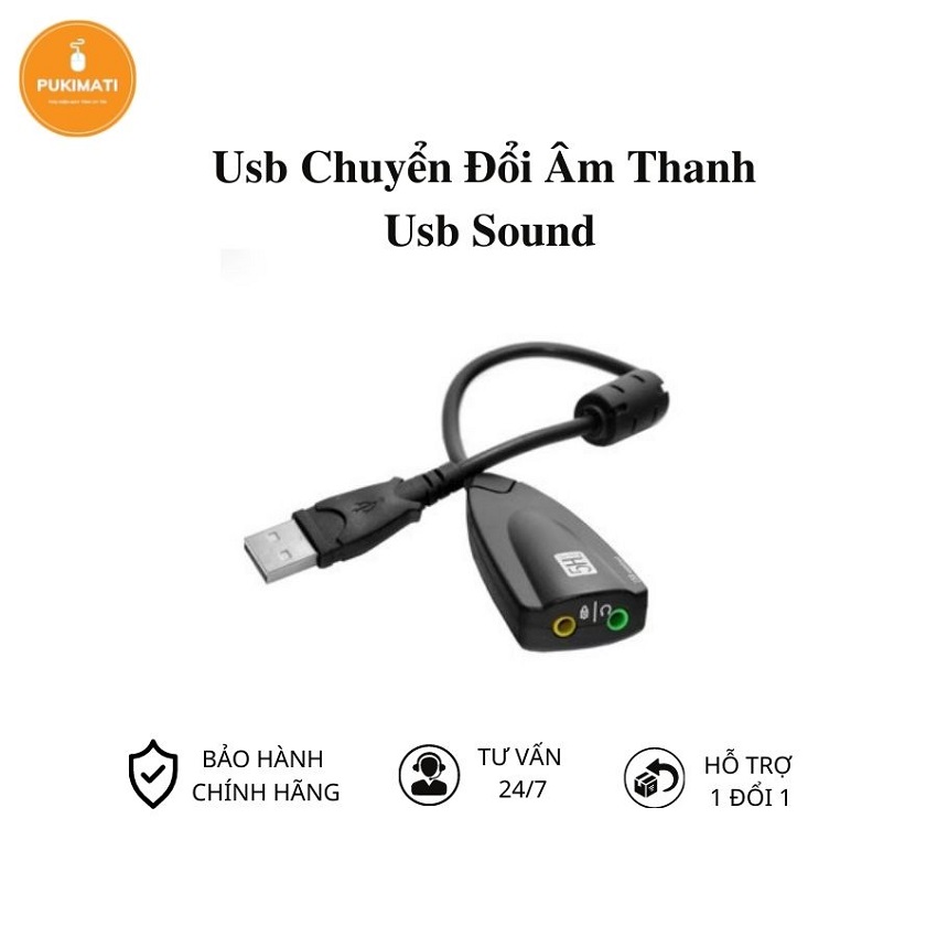 USB Chuyển đổi âm thanh sang rắc 3.5 usb sound card audio cho PC, laptop - Pukimati