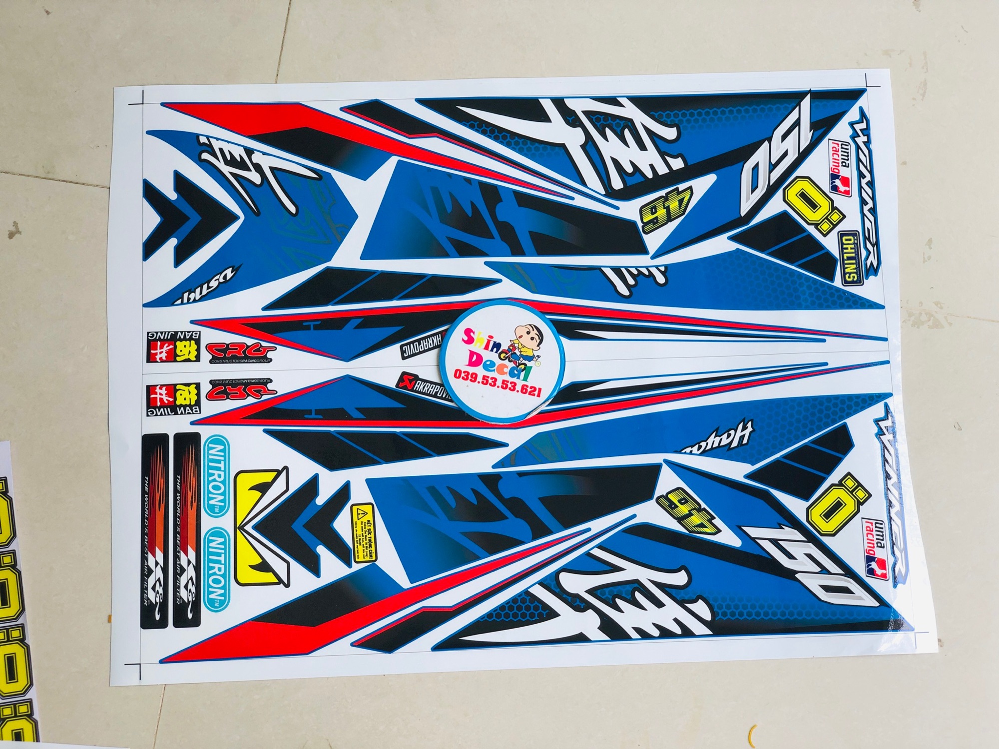 Tem rời winner hayabusa xanh đen trắng