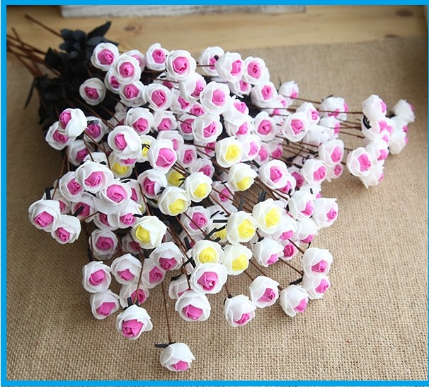 Hoa giả,hoa lụa, hoa trang trí cao cấp - HỒNG MINI 15 BÔNG