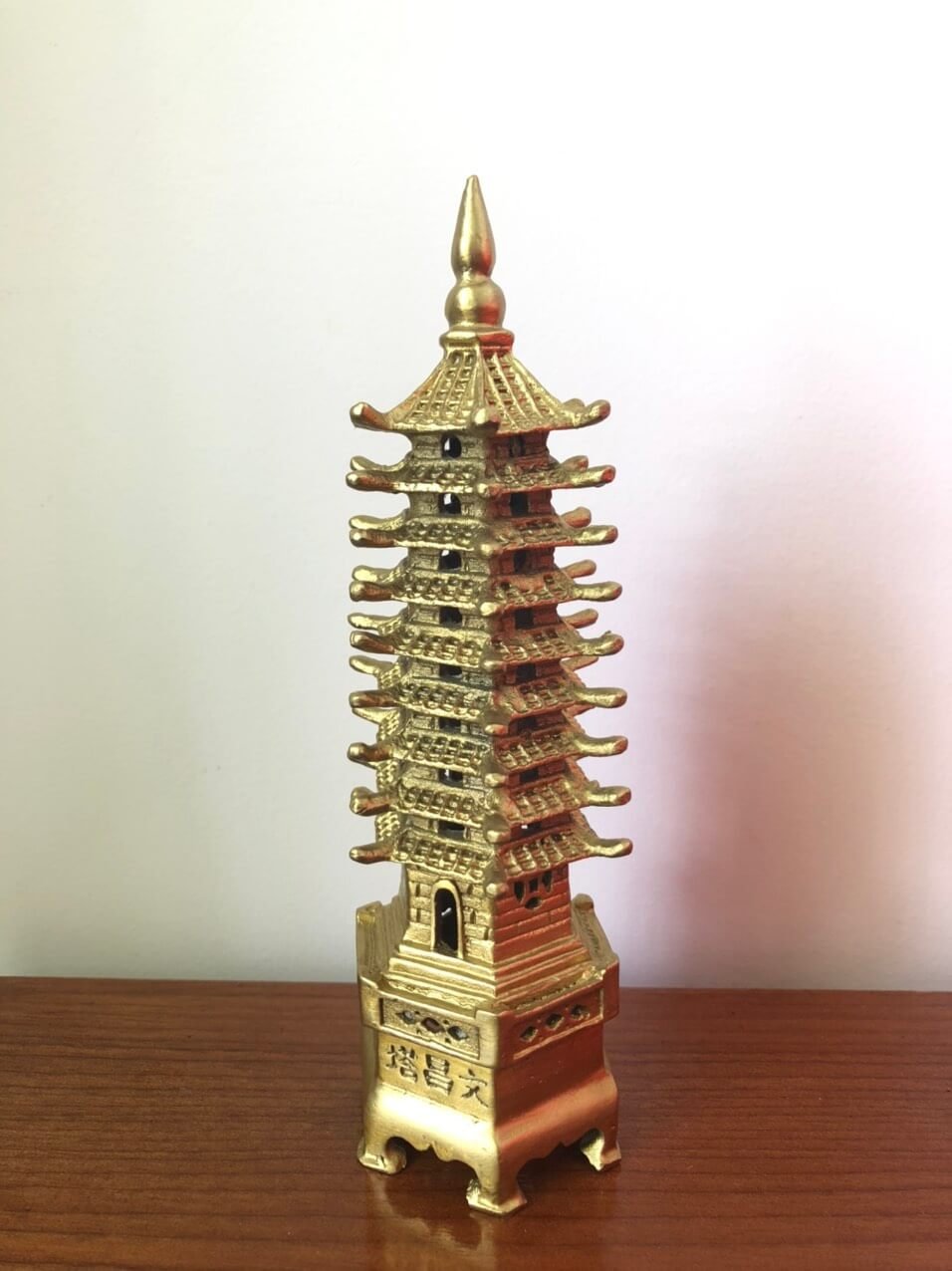 Tháp văn xương 9 tầng bằng đồng phong thủy cao 25cm,bổ trợ việc học hành,thăng quan tiến chức