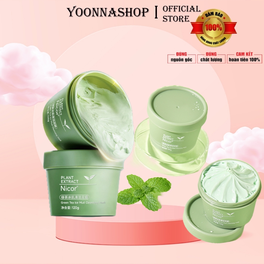 Mặt Nạ Bùn Trà Xanh NICOR 120g - Dưỡng ẩm Thu nhỏ Lỗ chân lông Da Trắng Sáng Ngừa Mụn A203