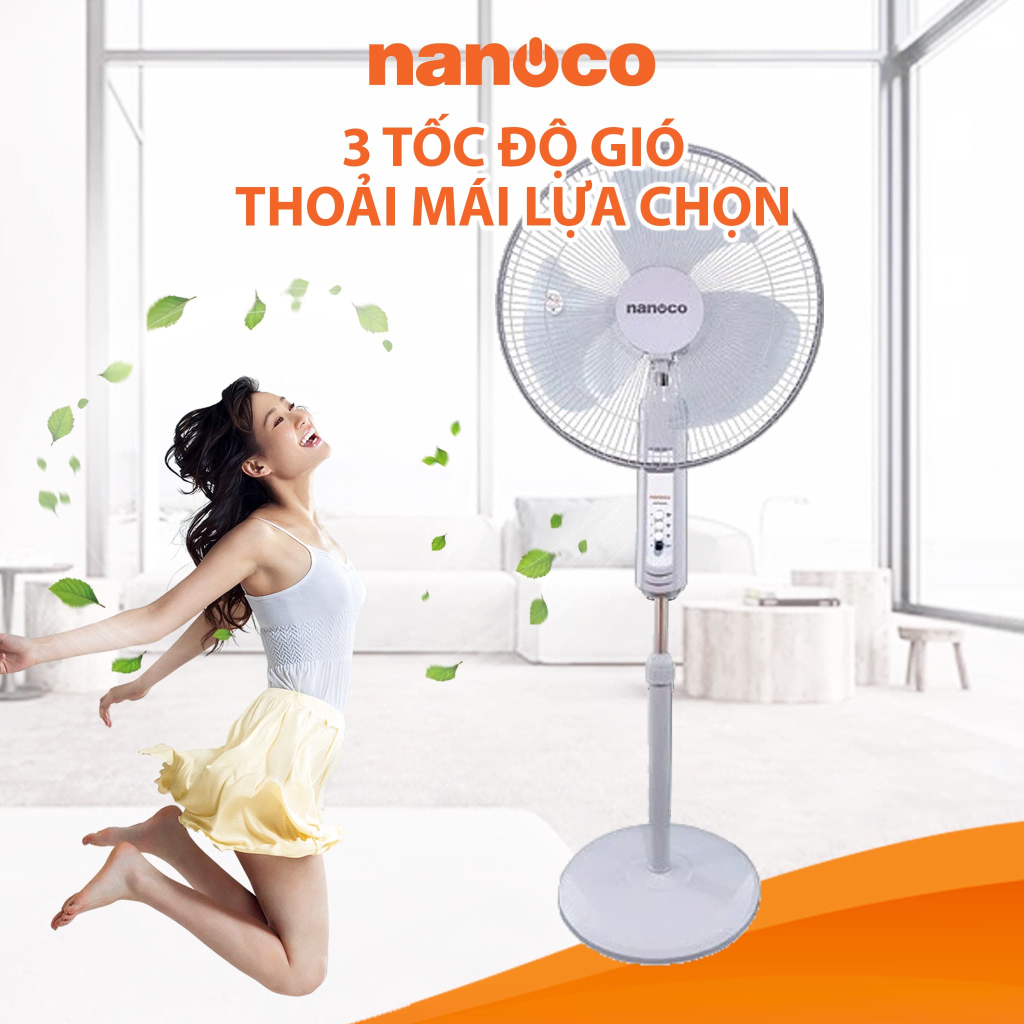 Quạt đứng nanoco NSF1601G/ NSF1602G-RC (Màu xám)