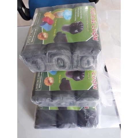 TÚI ĐỰNG RÁC TỰ PHÂN HUỶ ĐEN( Set 3 cuộn túi đựng rác)